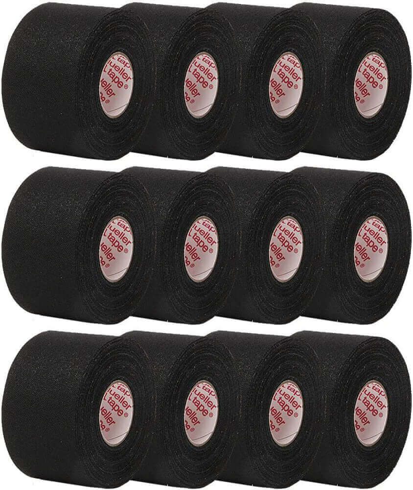 Mueller 130824 Athletic Tape, 10yd Rolls, Black, 12 rolls