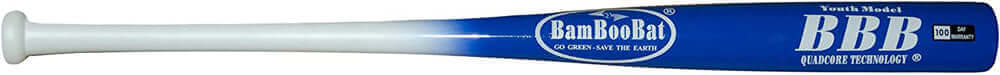 BamBooBat Youth Durable Baseball Bat 100 Day Warranty White/Royal 30"