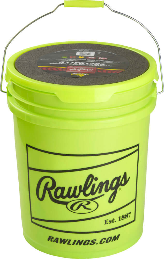 Rawlings B618RFPBPBUCK 6 Gallon Collegiate/HS/Travel Practice Ball/Bucket Combo - Includes 18 RFPBP12SY  Balls