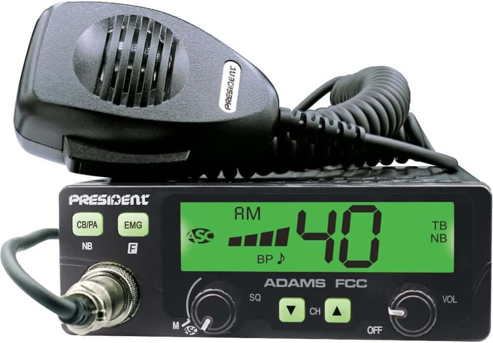 President Electronics ADAMS FCC CB Radio, Large LCD with 7 Colors