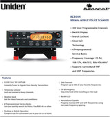 Uniden BC355N 300-Channel Narrow Band Base Mobile Scanner, Black