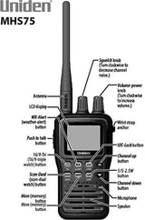 Uniden MHS75 Waterproof Handheld 2-Way VHF Marine Radio