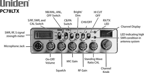 Uniden PC78LTX 40-Channel Deluxe CB Radio, Silver