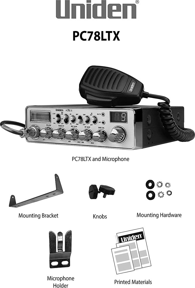 Uniden PC78LTX 40-Channel Deluxe CB Radio, Silver