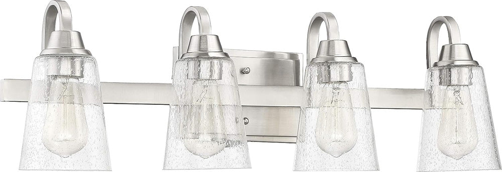 Craftmade 41904-BNK-CS Grace Clear Seeded Glass Vanity Bath Lighting, 4-Light