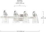 Craftmade 41904-BNK-CS Grace Clear Seeded Glass Vanity Bath Lighting, 4-Light