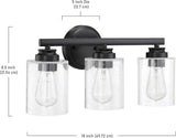 Craftmade 50503-FB Bolden Clear Seeded Glass Vanity Bath Lighting, 3-Light