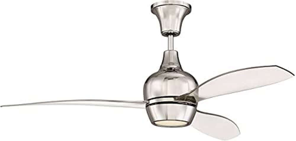 Craftmade BRD52PLN3-UCI Bordeaux 52in Ceiling Fan with LED Light and Remote Control, Polished Nickel