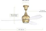 Craftmade BRD52SB3-UCI Bordeaux 52" Ceiling Fan, Satin Brass