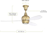 Craftmade BRD52SB3 Bordeaux 52in Ceiling Fan with LED Light and Wall Control, Satin Brass