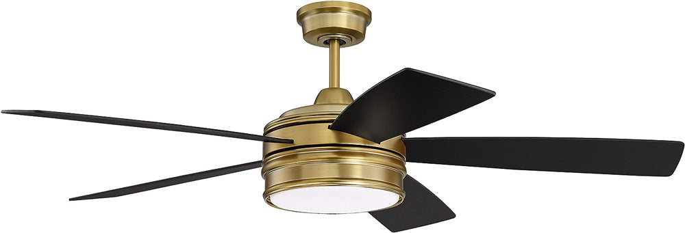 Craftmade BRX52SB5 Braxton Dual Mount 52" Ceiling Fan, Satin Brass