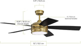 Craftmade BRX52SB5 Braxton Dual Mount 52" Ceiling Fan, Satin Brass