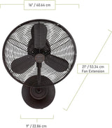 Craftmade BW116AG3-HW Bellows I 16" Wall Fan, Aged Bronze Textured