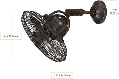 Craftmade BW414AG3 Bellows IV 16in Patio Fans Oscillating with Wall Control, Aged Bronze Textured