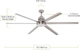 Craftmade MND72BNK6 Mondo 72in Large Outdoor Patio Ceiling Fan with Remote & Wall Control, Aluminum