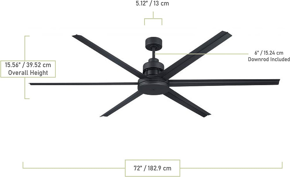 Craftmade MND72FB6 Mondo 72" Outdoor Ceiling Fan, Flat Black