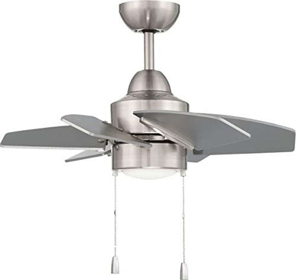 Craftmade PPT24BNK6 Propel II 24in Indoor/Outdoor Small Ceiling Fan with LED Lights and Pull Chain, Nickel