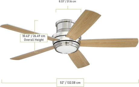 Craftmade TMPH52BNK5 Tempo Hugger 52" Ceiling Fan, Brushed Polished Nickel