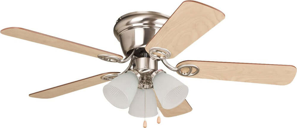 Craftmade WC42BNK5C3F Flush Mount 42in Indoor Ceiling Fan with Light, Wyman Brushed Nickel