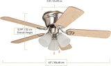 Craftmade WC42BNK5C3F Flush Mount 42in Indoor Ceiling Fan with Light, Wyman Brushed Nickel