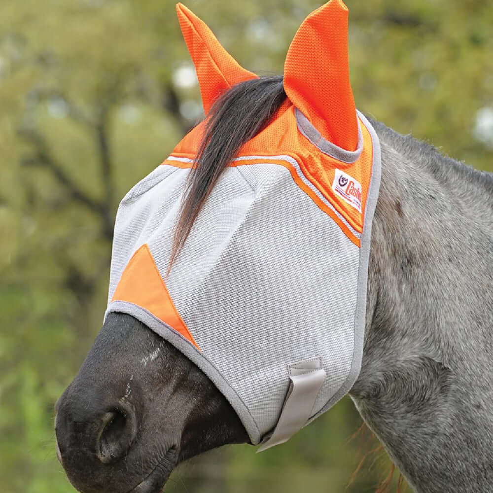 Cashel Crusader Horse Fly Mask with Ears for Charity, Orange