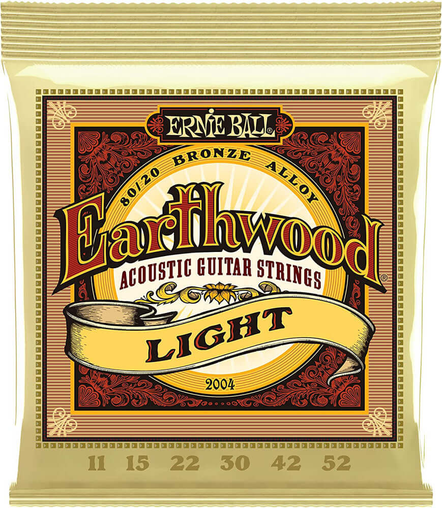 Ernie Ball P02004 Earthwood Light 80/20 Bronze Acoustic Guitar Strings, 11-52 Gauge