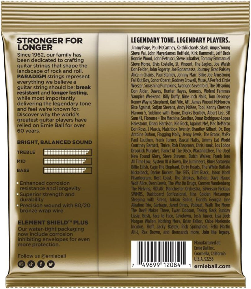 Ernie Ball P02084 Paradigm Medium 80/20 Bronze Acoustic Guitar Strings, 13-56 Gauge