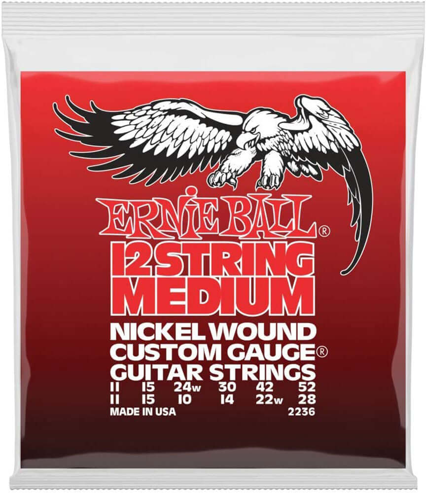 Ernie Ball P02236 12-String Medium Nickel Wound Electric Guitar Strings, 11-52 Gauge