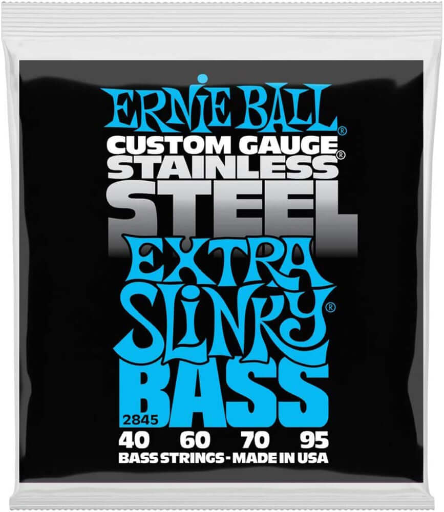 Ernie Ball P02845 Extra Slinky Stainless Steel Bass Guitar Strings, 40-95 Gauge
