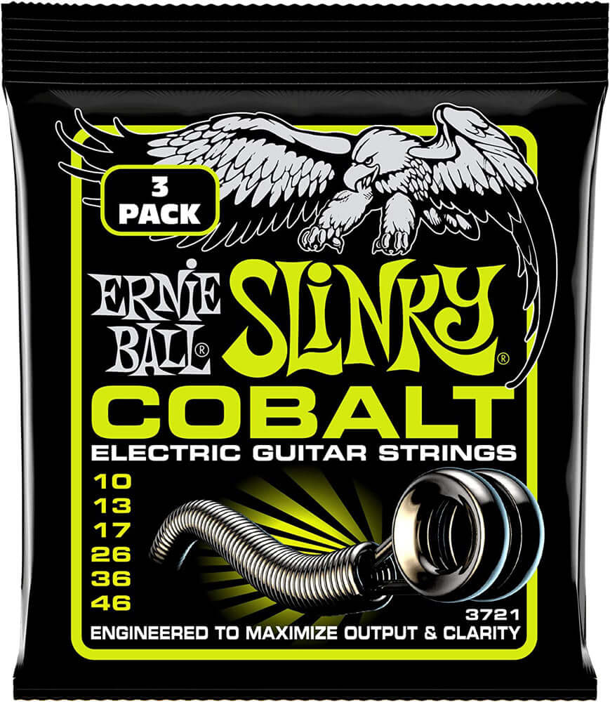 Ernie Ball P03721 Regular Slinky Cobalt Electric Guitar Strings 3-pack, 10-46 Gauge