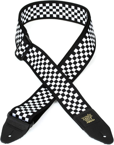 Ernie Ball P04149 Jacquard Guitar Strap, Black and White Checkered