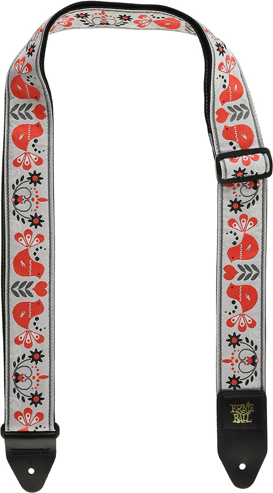 Ernie Ball P04689 Jacquard Guitar Strap, Red Bird Winter