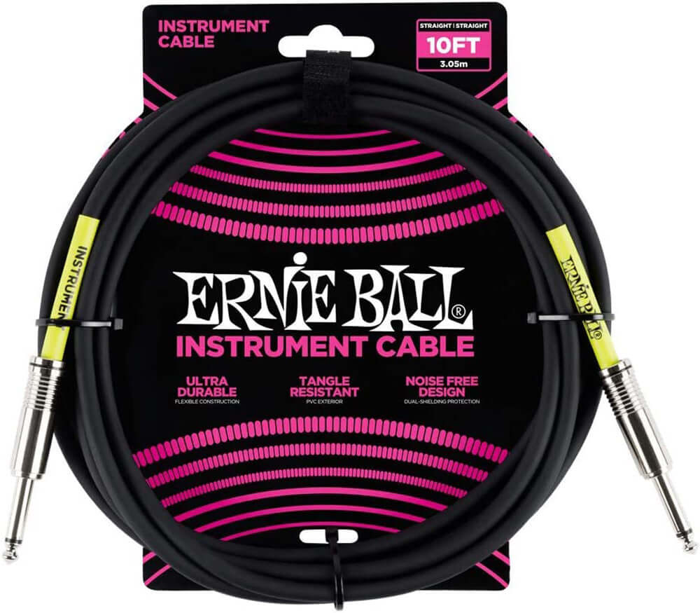Ernie Ball P06048 Instrument Cable, Straight/Straight, 10ft, Black