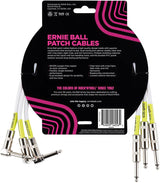 Ernie Ball P06056 Patch Cable 3-Pack, Straight/Angle, 1.5ft, White