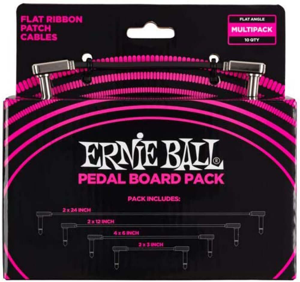 Ernie Ball P06224 Flat Ribbon Patch Cable Pedalboard Multi-Pack, Black