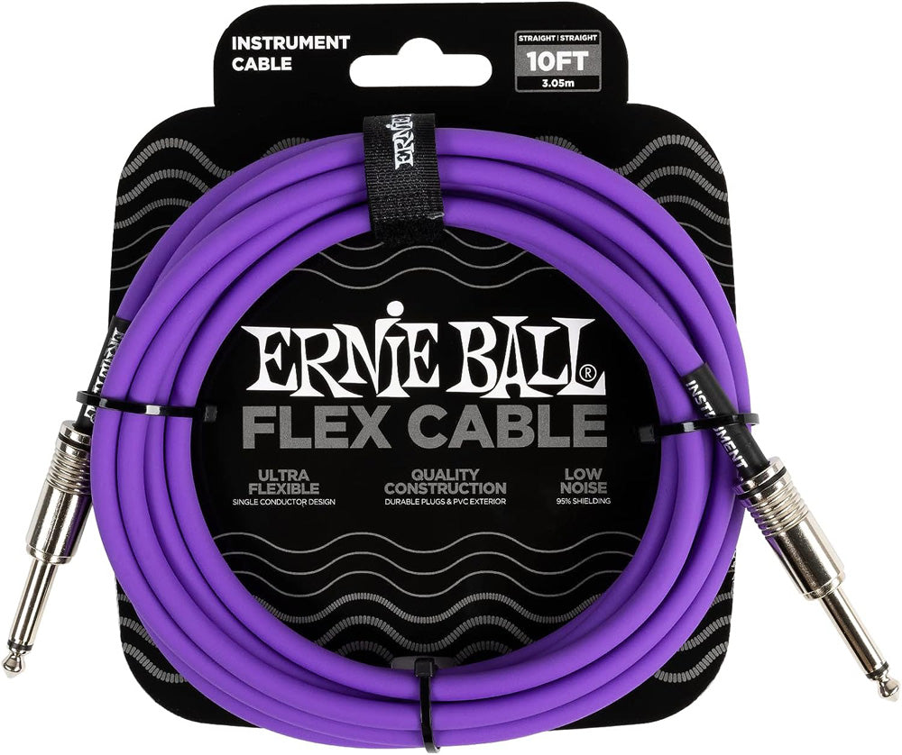 Ernie Ball P06415 Flex Instrument Cable Straight/Straight 10ft, Purple