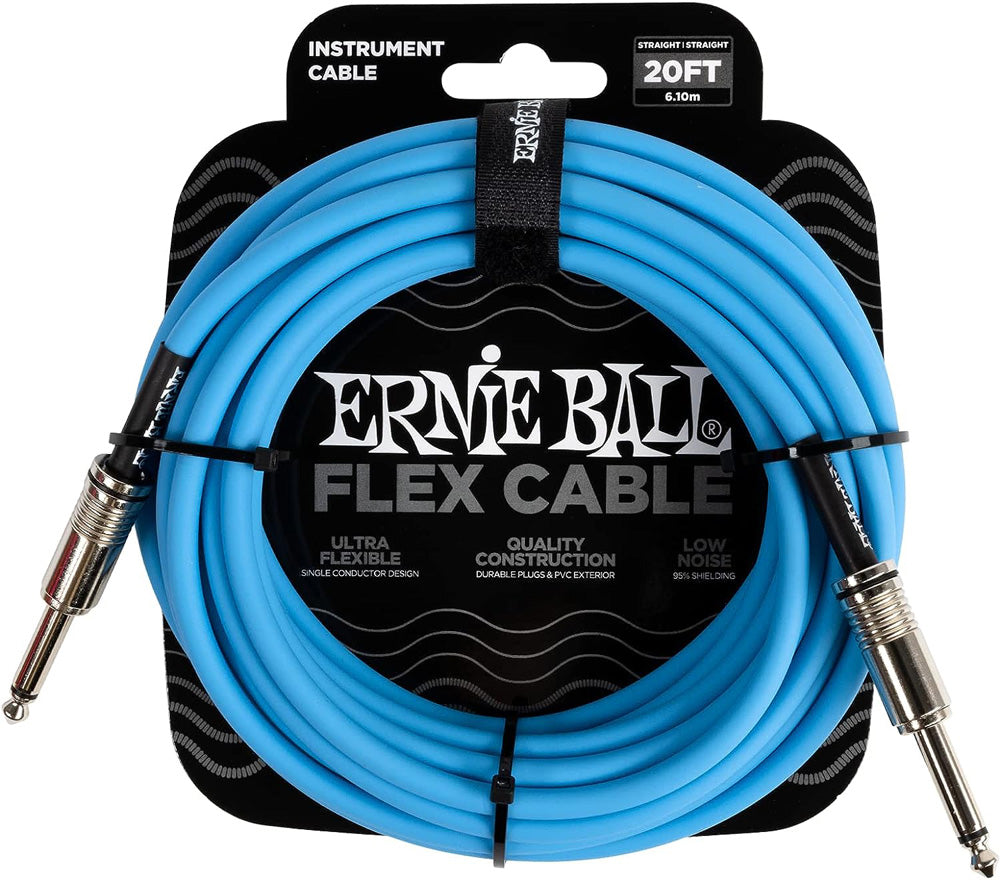 Ernie Ball P06417 Flex Instrument Cable Straight/Straight 20ft, Blue