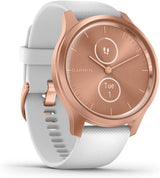 Garmin 010-02240-00 Vivomove Style, Hybrid Watch, Rose Gold with White Silicone Band