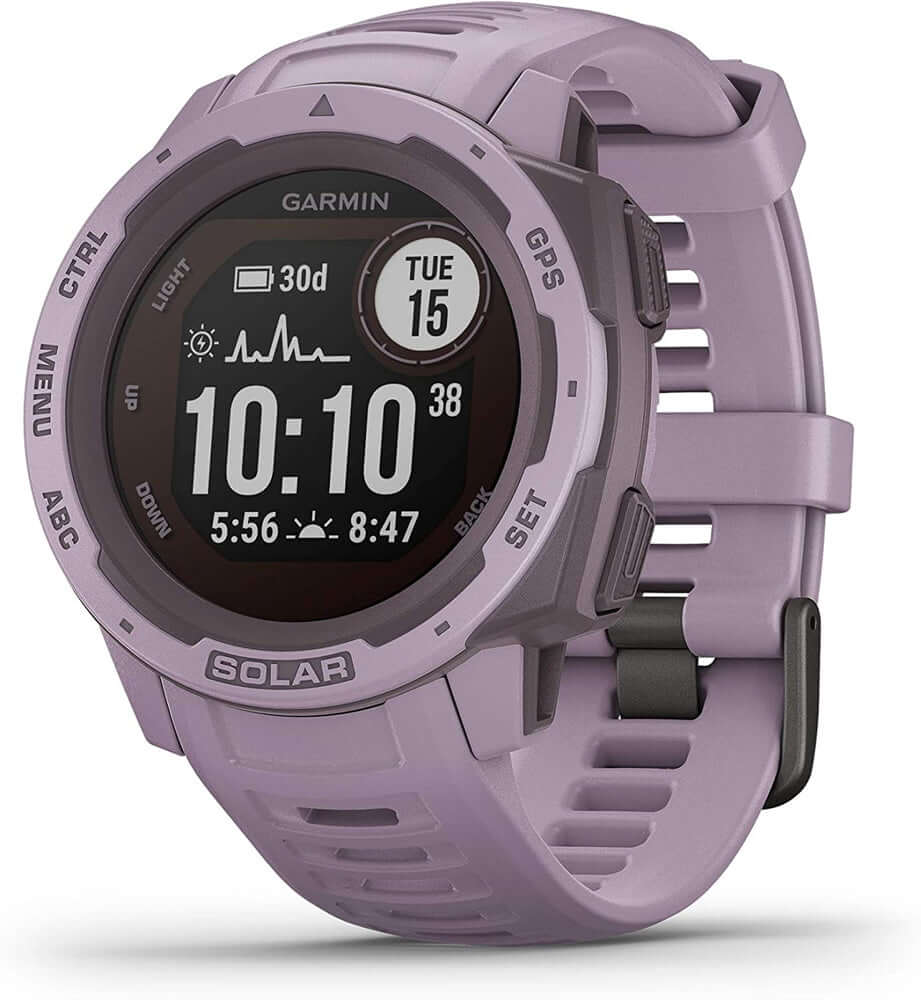 Garmin 010-02293-12 Instinct Solar, Rugged Outdoor Watch with Solar Charging Capabilities, Purple