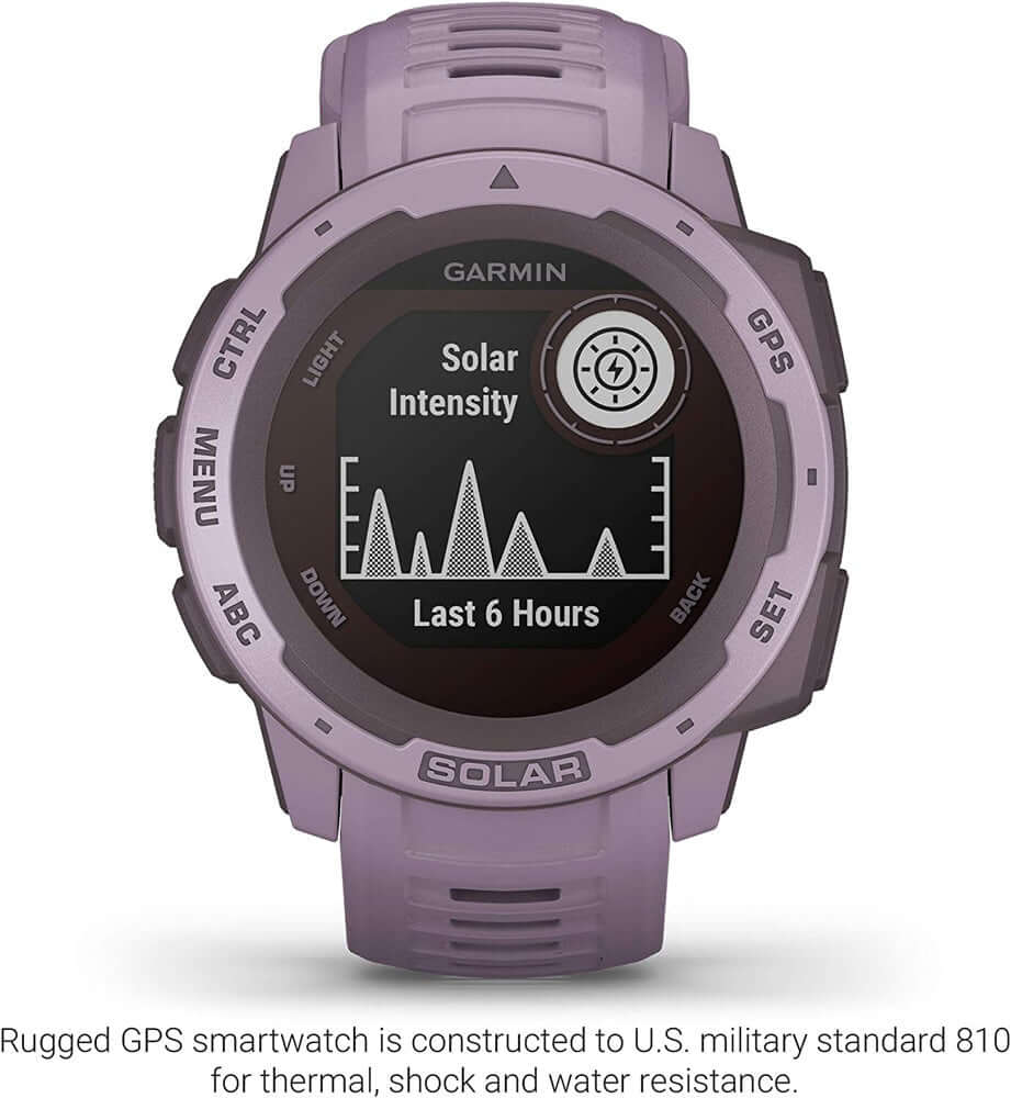 Garmin 010-02293-12 Instinct Solar, Rugged Outdoor Watch with Solar Charging Capabilities, Purple