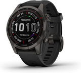 Garmin 010-02539-24 fenix 7S Sapphire Solar, Carbon Gray DLC with Black Band, Watch