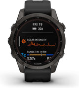 Garmin 010-02539-24 fenix 7S Sapphire Solar, Carbon Gray DLC with Black Band, Watch