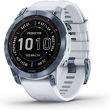 Garmin 010-02540-24 Fenix 7 Sapphire Solar, Mineral Blue Ti W/Whitestone Band, Watch