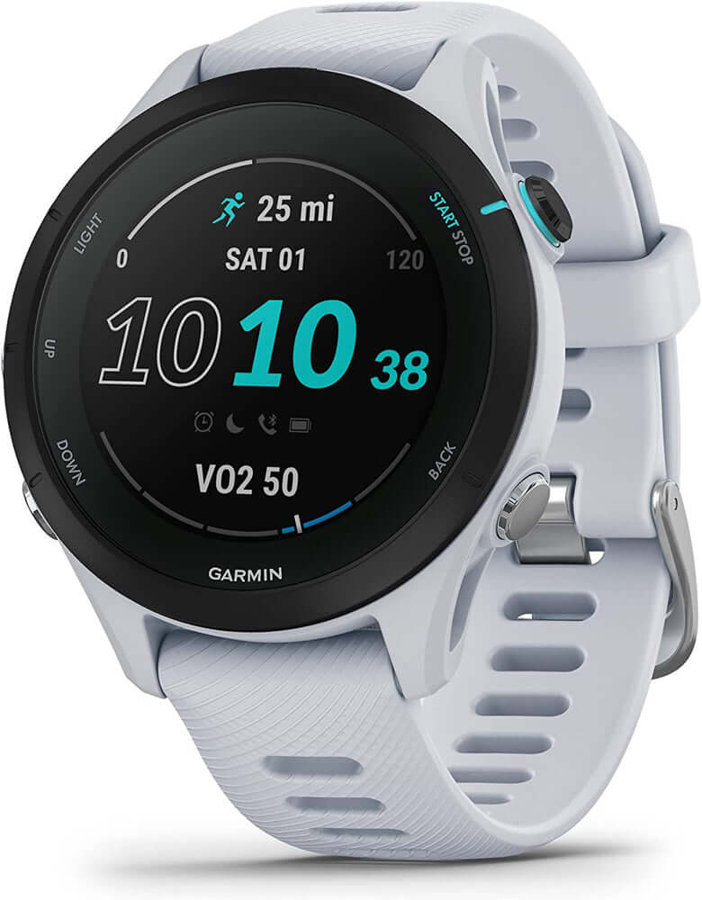 Garmin 010-02641-23 Forerunner 255S Music, Smaller GPS Running Watch, Whitestone