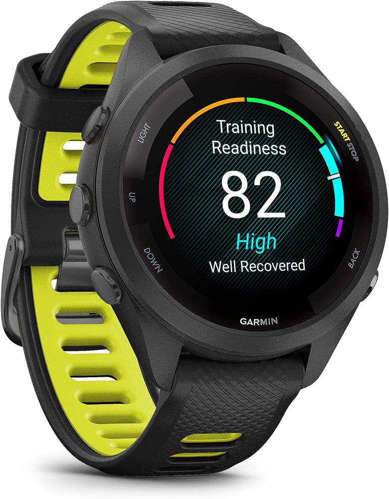 Garmin 010-02810-03 Forerunner 265S Running Smartwatch, Black and Amp Yellow