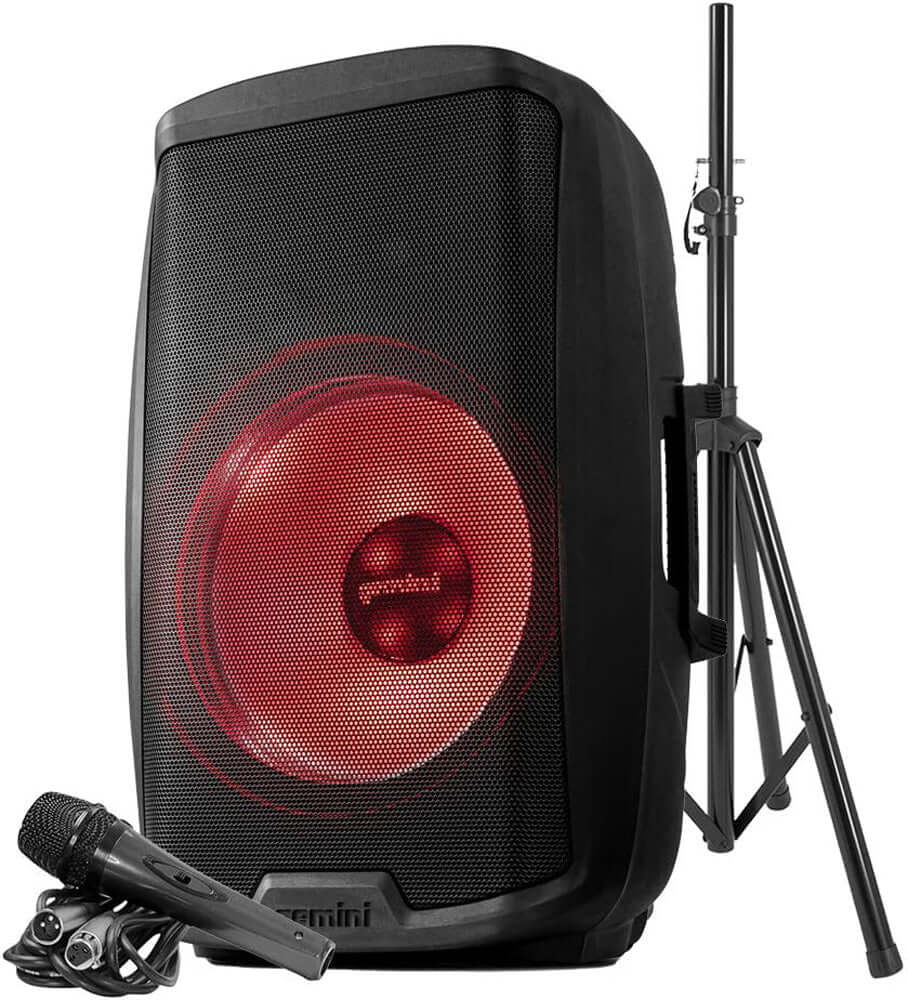 Gemini Sound AS-2115BT-LT-PK 2000 Watt LED LIT 15 Inch Woofer PA System