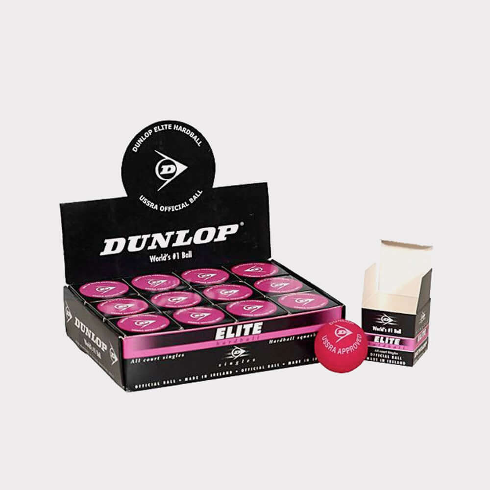 DUNLOP P748400 ELITE SINGLES (HARD BALL) (12-BALL) SQUASH BOX