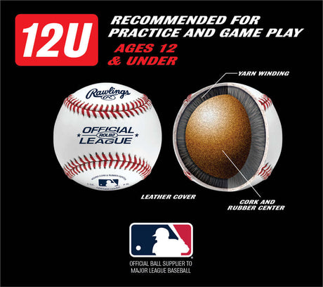 Rawlings ROLB2 Official League Wound Solid Cork/Rubber Practice Baseballs