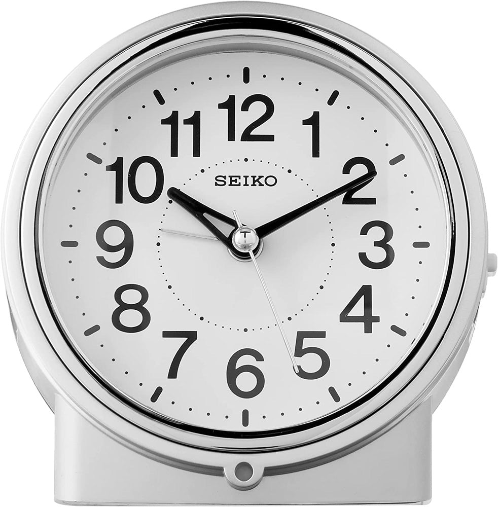 Seiko QHE117SLH 5" Bedside Everett Alarm Clock with Dial Light, Beep & Snooze