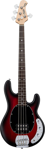 Sterling by Music Man StingRay Ray4 Bass Guitar in Ruby Red Burst Satin